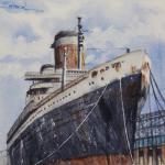 STRACK, ANNIE ...
"SS United States" ...
watercolor  ...
6x6