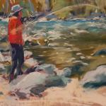  Cook  __Nanci  __Campbell River Fisher Red Shirt  __pastel  _9x12