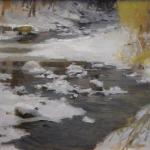 Marshall _ Chuck _"Snow on Muddy Creek " _ Oil ‐_Panel ‐_12 x 16 _Available 